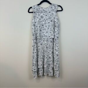 J. Jill Wearever Collection White Floral Layered Look Jersey Dress Size XS